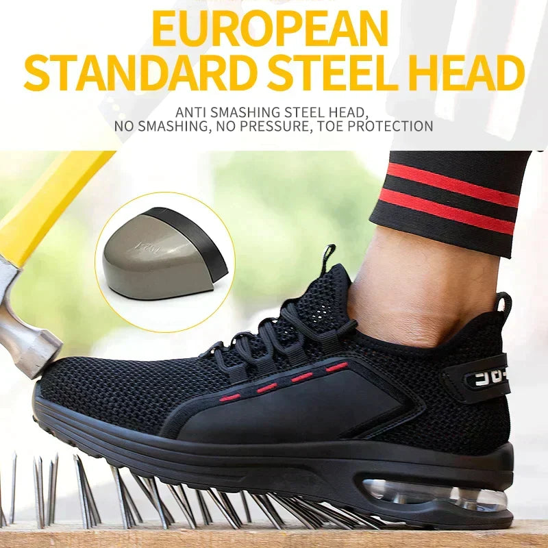 Veiligheidsschoenen met stalen neus ultralight antislip ademend werk footwear comfort grip werkschoenen EU 37-48 | Sulvida