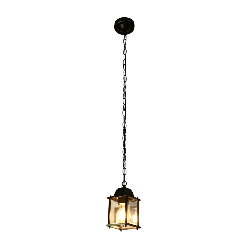 Vierkante Hanglamp Buiten Zwart Glas Aluminium Moderne Tuinverlichting Waterbestendig voor Terras Balkon Tuin | Sulvida