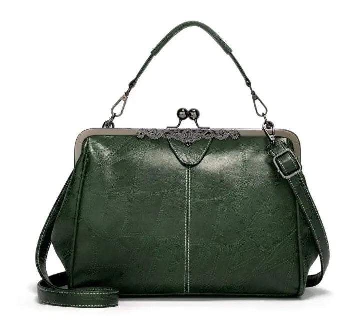 Vintage Handtas met Kliksluiting Retro Schoudertas Elegante Damestas Handgemaakt Stijlvol Accessoire | Sulvida