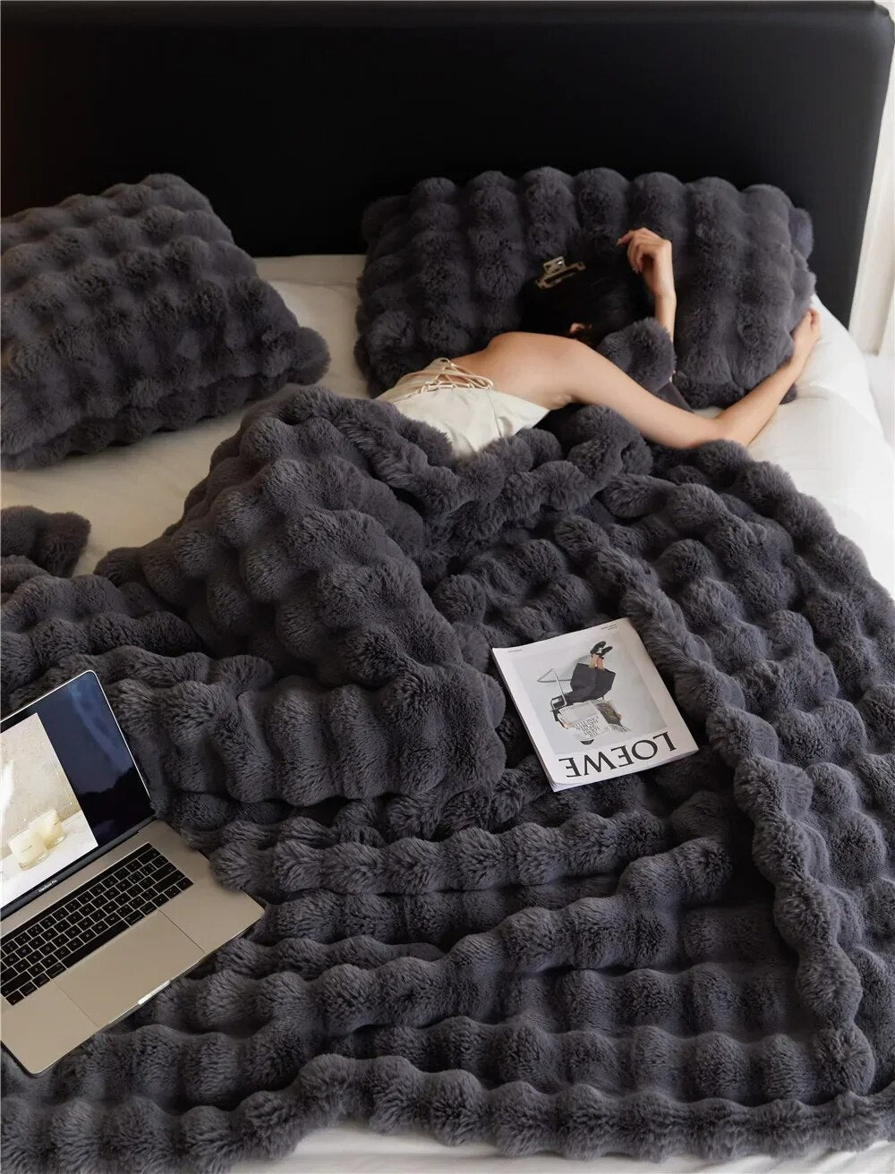 Luxe plaid pluche fleece voor bank en bed warm zacht alle seizoenen decoratief woonkamer slaapkamer deken | Sulvida