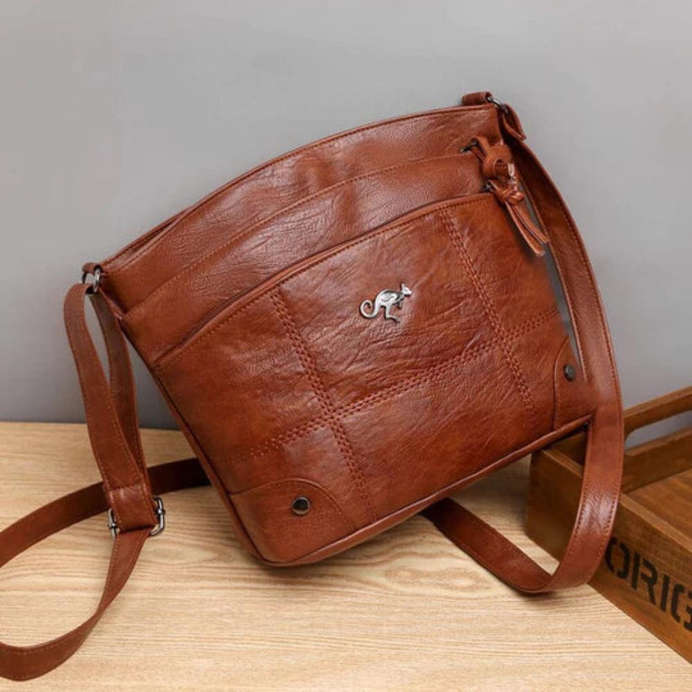 Leren Schoudertas Bruin of Zwart Vintage Shopper Dames Vakantie Handtas Draagtas Werktas Duurzaam Design | Sulvida