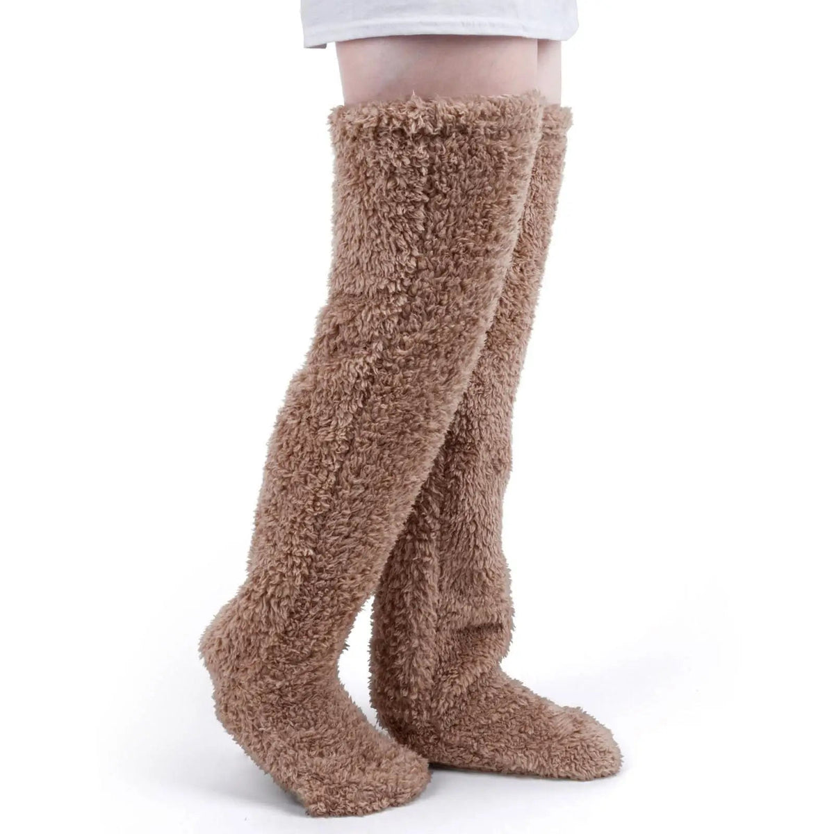 Pluche Bovenbeen Hoge Warme Sokken – Lange Fuzzy Beenwarmers met Open Teen Ontwerp – Comfortabele Winterkousen | Sulvida