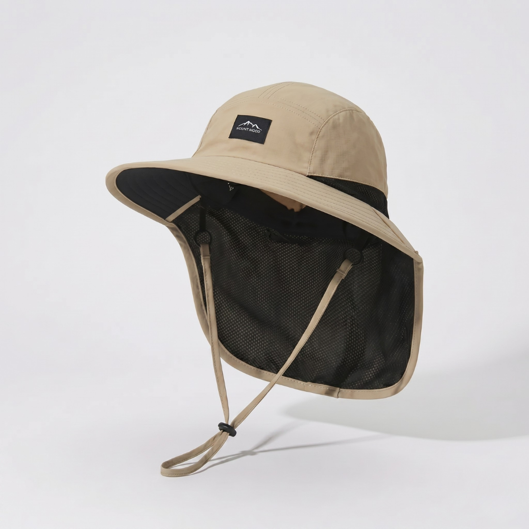 Buitenhoed met Nekflap en Brede Rand voor Wandelaars en Vissers UPF 50+ Zonbescherming Beige Unisex Zomer | Sulvida