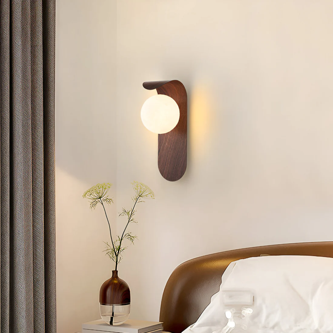 Scandinavische Wandlamp LED Hout & Glas Warm Licht Woonkamer Slaapkamer Minimalistische Sfeerverlichting | Sulvida
