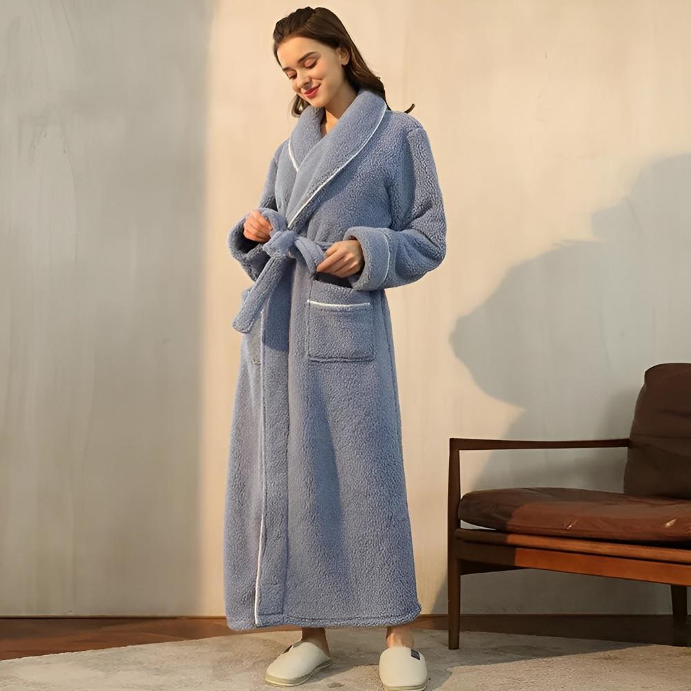 Sherpa Badjas Fluffy Fleece Ochtendjas Unisex Dames Heren Lange Badstofjas Huisjasje Loungewear Katoen | Sulvida