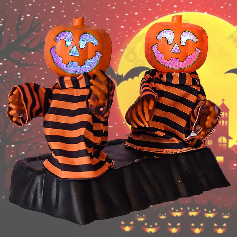 Gemotoriseerd Halloween Skelet met Pompoen Duo LED Verlichting Geluid Beweging Spookdecoratie Tuin Buiten | Sulvida