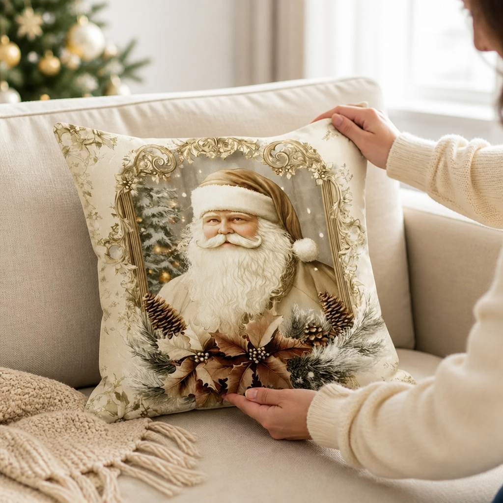 Fluweelstructuur Kussenhoes 45×45 Feestelijk Motief Goudtinten Katoen-Polyester Rits Decoratief Woonkamer | Sulvida