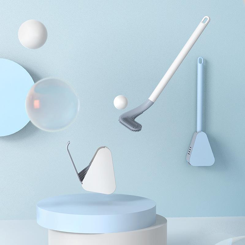 Driehoekige WC-Borstel met Wandhouder | Hygiënische Toiletborstel voor Moderne Badkamer Zonder Boren | Sulvida