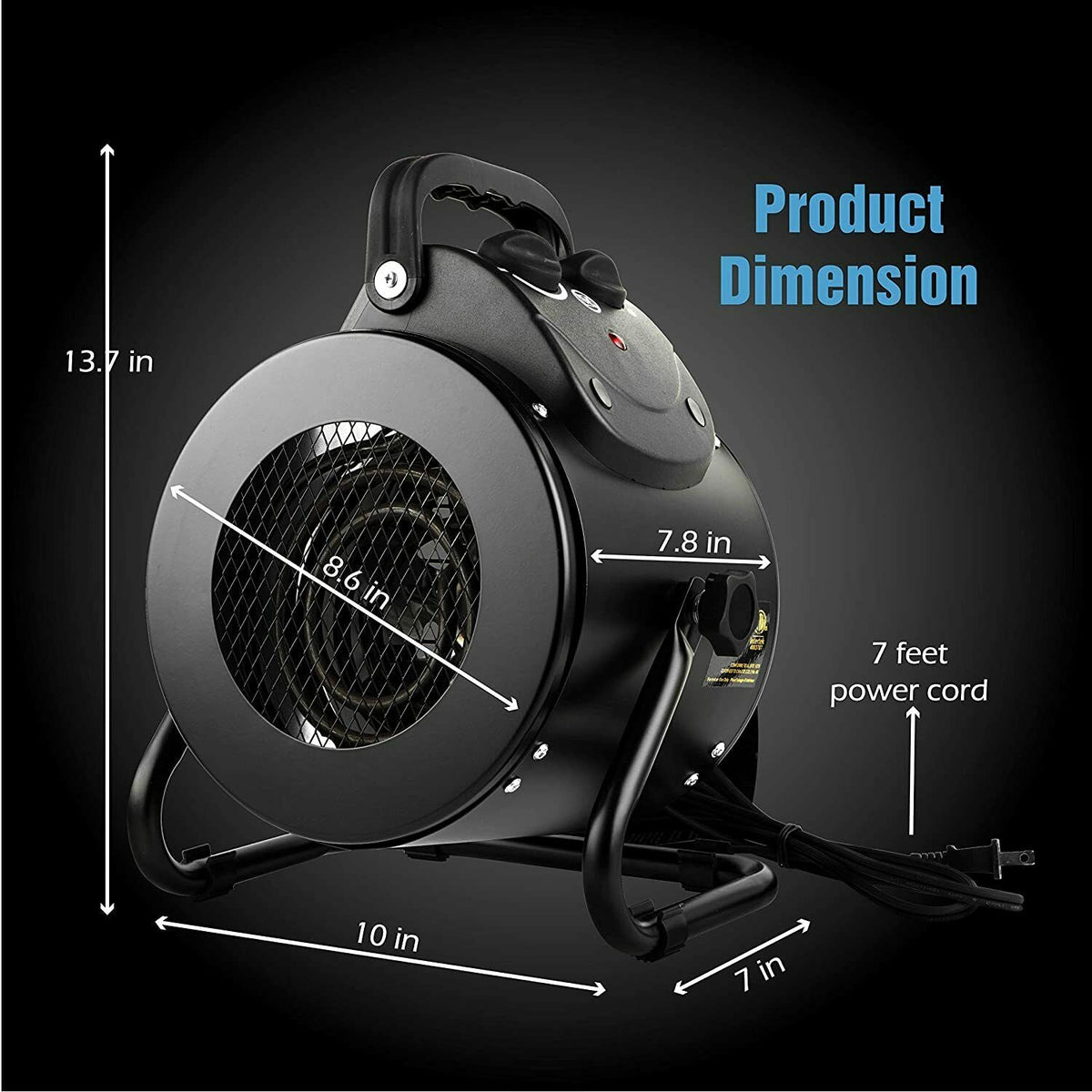 Elektrische Ventilatorkachel IPX4 Spatwaterdicht 1500W Snelle Opwarming Verwarming voor Kas Werkplaats Garage | Sulvida