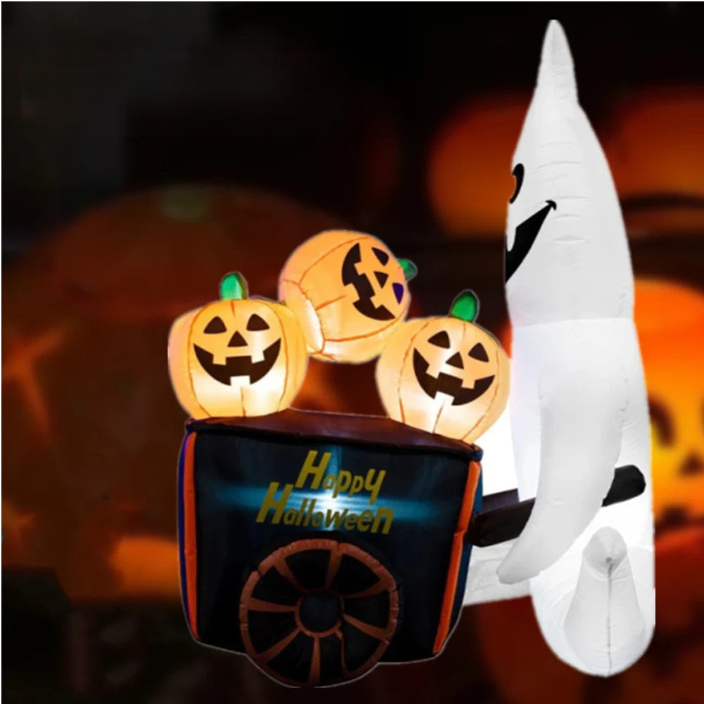 Opblaasbare Halloween Decoratie Spook met Pompoenen 183cm Hoog | Verlichte Tuindecoratie voor Feestelijke Sfeer | Sulvida