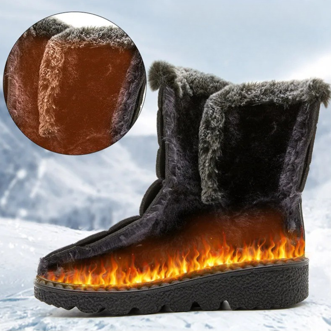 Gevoerde winterlaarzen dames waterdicht met keilhak klittenband antislip zool comfortabel warm schoeisel | Sulvida