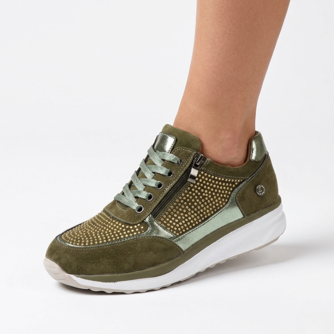 Wandelschoenen Dames PU Leer Zijrits Lichtgewicht Orthopedisch Beige Grijs Groen Blauw Ademend Comfortabel | Sulvida