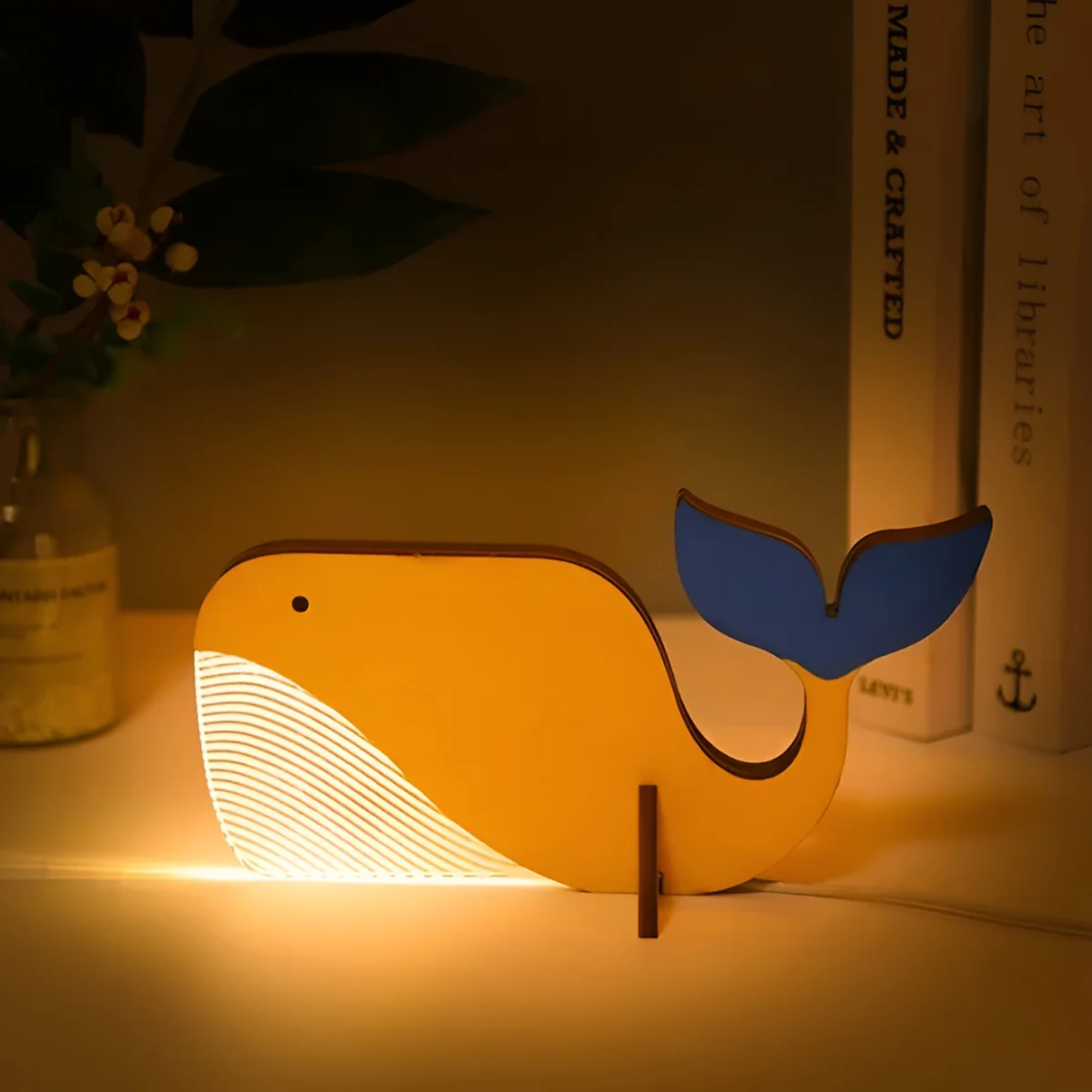 Houten Tafellamp Dierenfiguur LED Warm Wit Licht Scandinavisch Design Kinderkamer Slaapkamer Decoratief | Sulvida