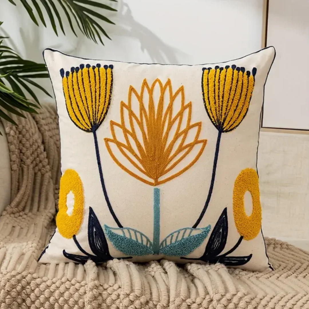Decoratief Sierkussen Bloemenpatroon 45x45 cm Katoen Polyester Accent Woonkamer Bank Fauteuil Interieur | Sulvida