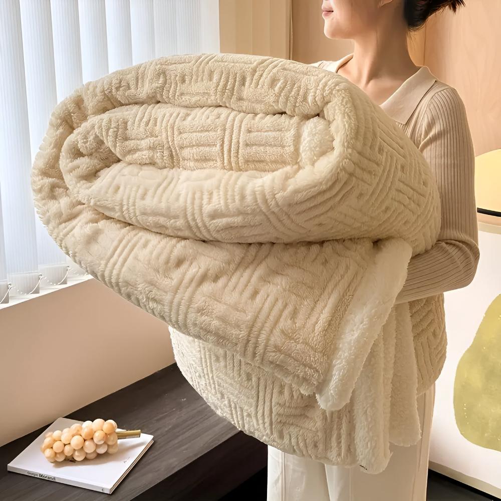 Sherpa Plaid Dubbel Gelaagd Fleece Geweven Patroon Warm Knuffeldeken Woonkamer Slaapbank Decoratief Deken | Sulvida