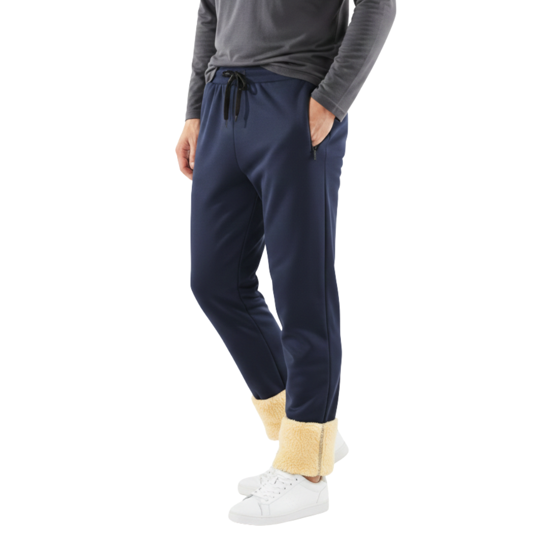 Sherpa gevoerde joggingbroek fleece warm winterbroek met ritszakken trekkoord en elastische tailleband | Sulvida