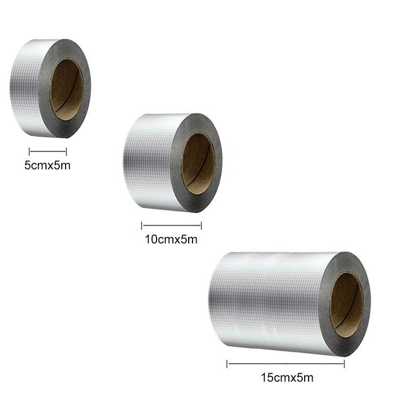 Wasserdichtes Reparaturband, selbstklebendes Dichtungsband, Leckstopp, 5cm 10cm 15cm, Komplettset, Silber, robust | Sulvida