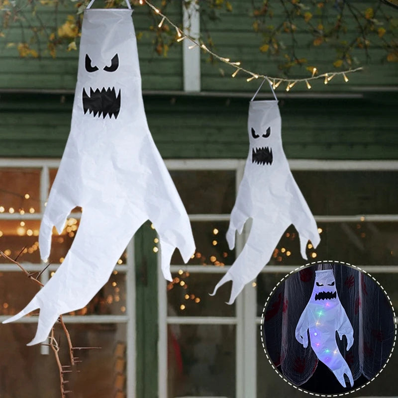 Spookwindzak met LED-verlichting Halloween Decoratie Tuin Buiten Binnen Hangend 130 cm Lichtgevend Griezel | Sulvida