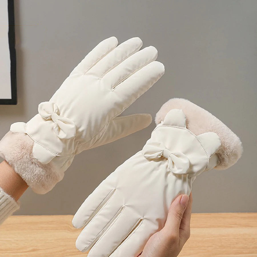 Elegante Touchscreen Winterhandschoenen voor Dames – Waterdicht Warm met Strikaccent Outdoor Fiets Mode | Sulvida