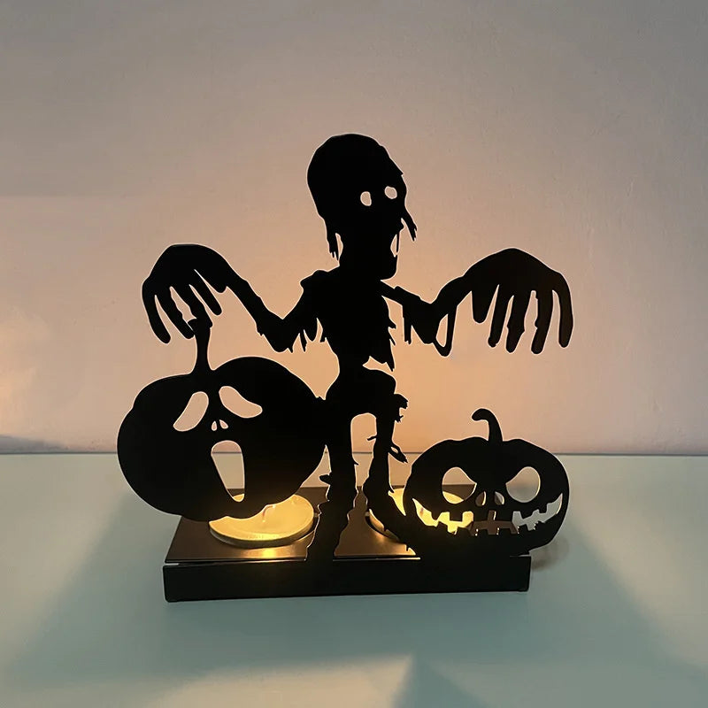 Gotische Kandelaar Zwart Metaal Kaarsenhouder voor Sfeervolle Tafel Halloween Decoratie Interieur Woondecoratie | Sulvida