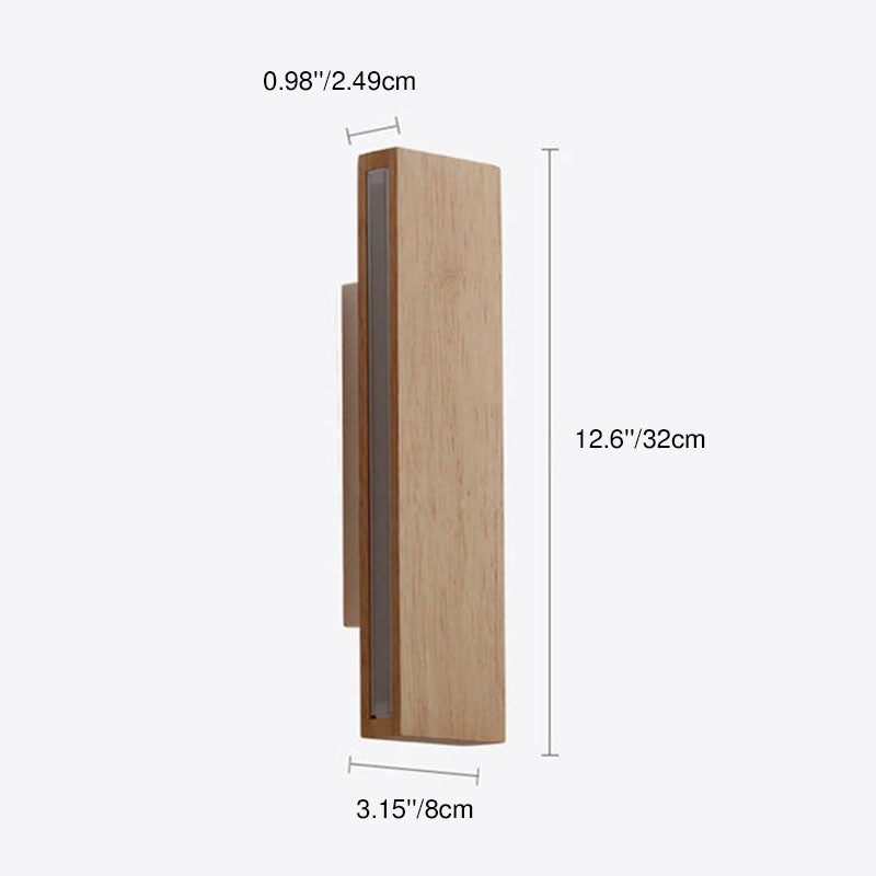 Houten wandlamp rechthoekig draaibaar met LED verlichting voor slaapkamer woonkamer gang modern design 22-52 cm | Sulvida