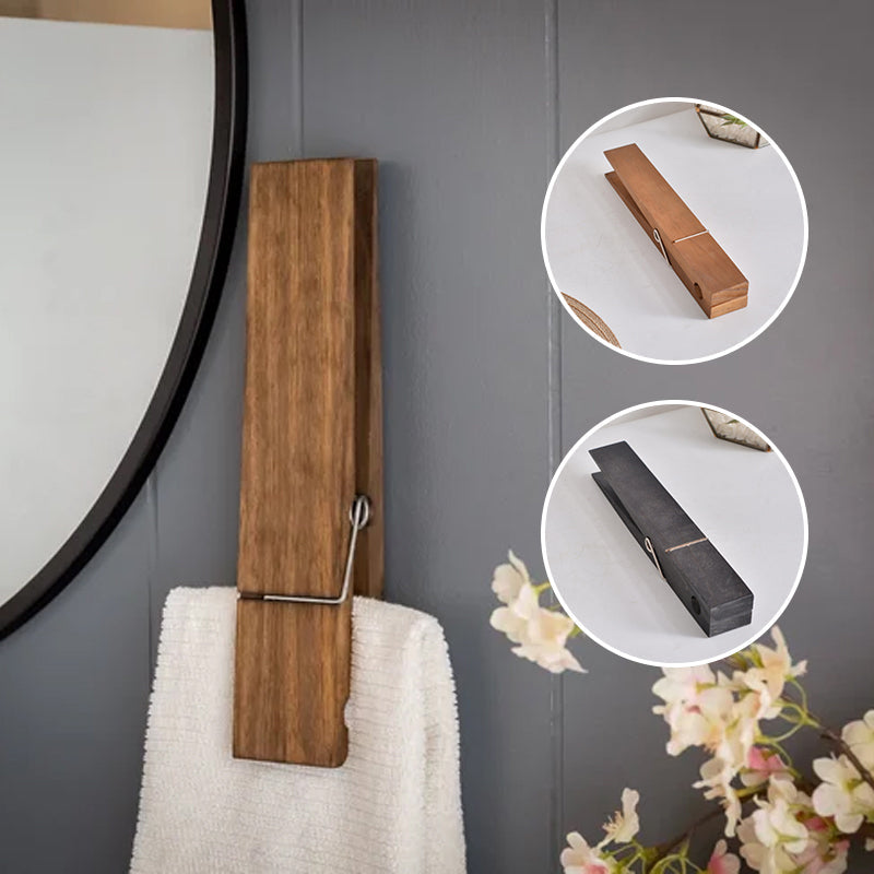 Houten Knijper Handdoekhouder Wandmontage Badkamer Keuken Vintage Decoratief Rustiek Design 22 cm Landelijk | Sulvida