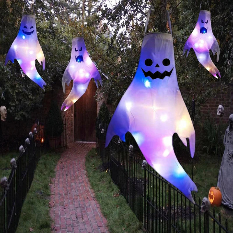 Spookwindzak met LED-verlichting Halloween Decoratie Tuin Buiten Binnen Hangend 130 cm Lichtgevend Griezel | Sulvida