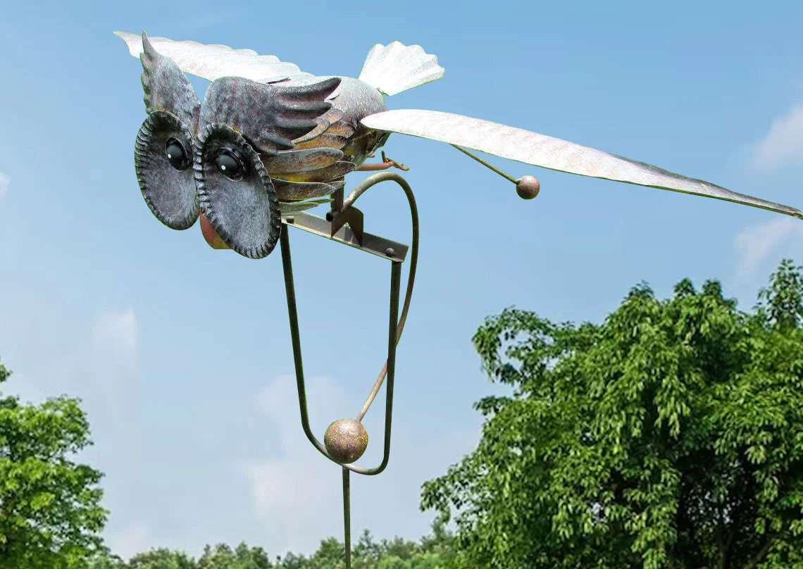 Metalen Tuin Windmolen Vogel of Adelaar Decoratie op Staander voor Buiten Terras of Gazon Tuindecoratie met Bewegende Vleugels | Sulvida