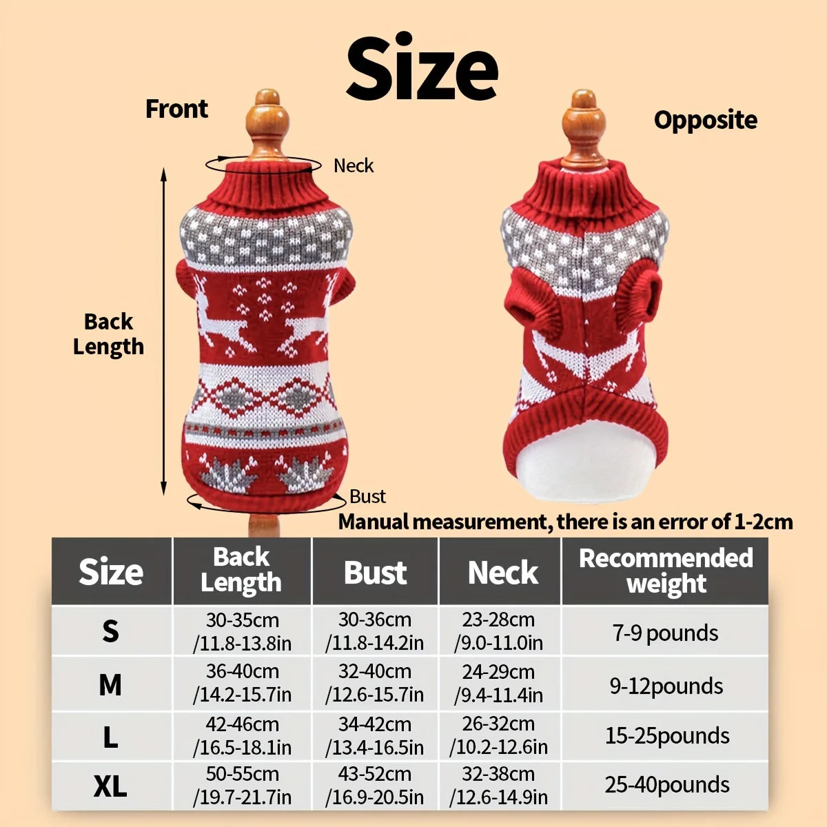 Gebreide Hondenkersttrui voor Kleine Huisdieren – Warm Gezellig Kerstoutfit Feestdagen Hond Kat Kerst | Sulvida
