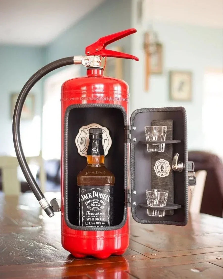 Geheime Bar in Brandblusser Stijl - Verborgen Drankendispenser met Accessoireruimte - Unieke Bar-Accessoire voor Thuis - Metalen Uitvoering | Sulvida