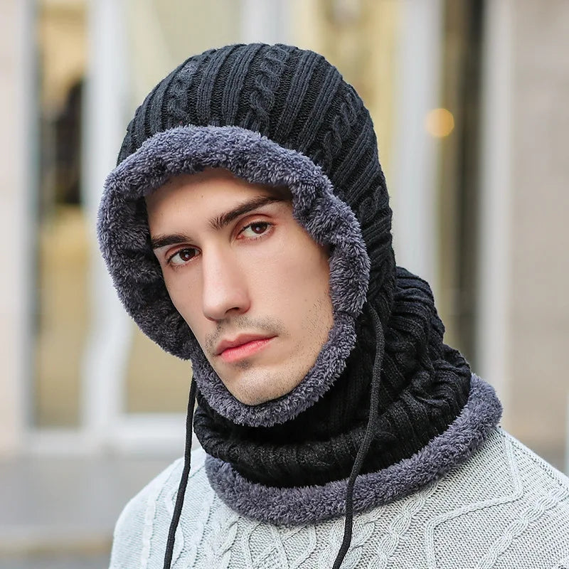 Gebreide Wintermuts met Sjaal – Balaclava Gezichtsbescherming Fleece Gevoerd – Unisex Oor- & Nekwarmer | Sulvida
