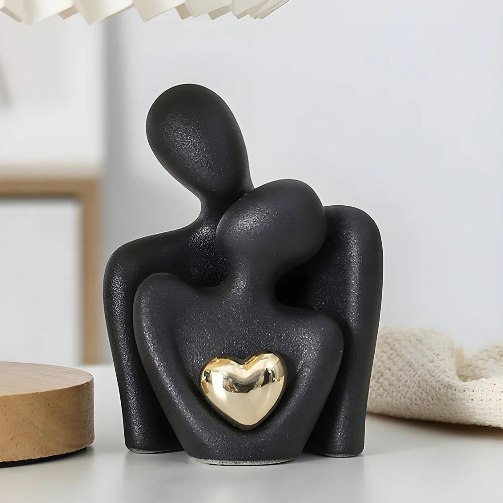 Abstract figuur minimalistische liefdesgeschenk hars woonkamerdecoratie met gouden hart interieur sculptuur | Sulvida