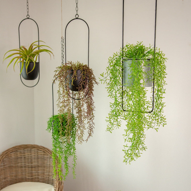 Geometrische Hangende Plantenpot IJzer Modern Goud Zwart Grijs Roze Groen Wit Cirkel Ovaal Kruidenhouder | Sulvida