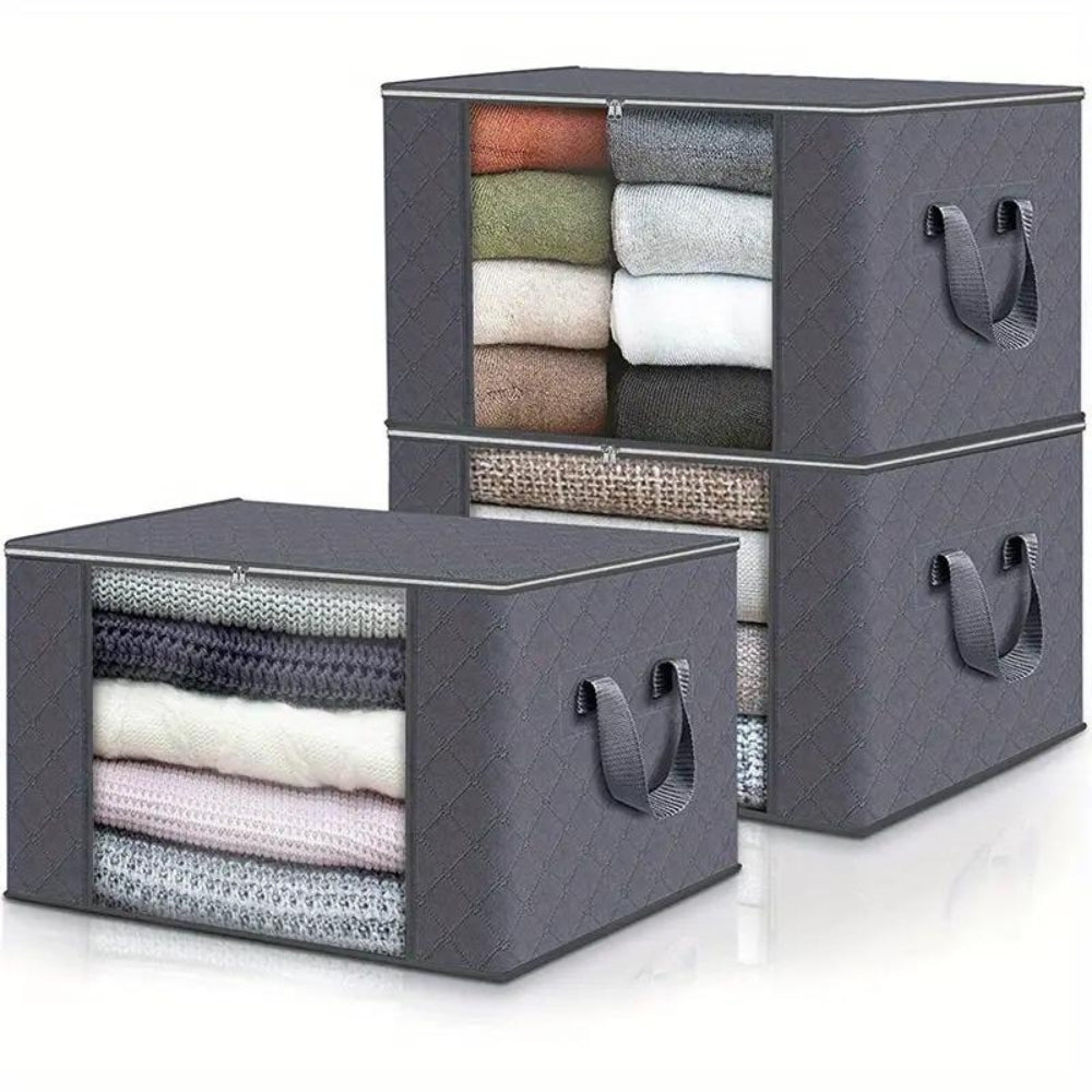 Opbergtas XXL voor kleding dekbedden dekens overtrekken ondergoed 60x40x35 cm opvouwbaar transparant venster | Sulvida