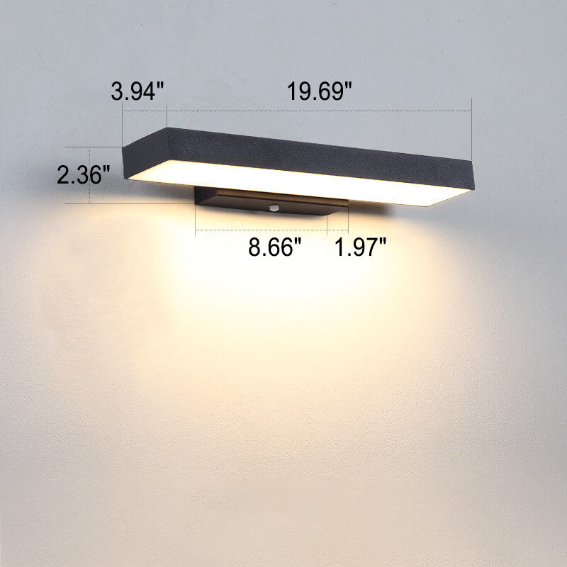 Rechthoekige LED Wandlamp Zwart RVS Waterdicht Bewegingsmelder Buitenverlichting Modern Design Tuin Gevel | Sulvida