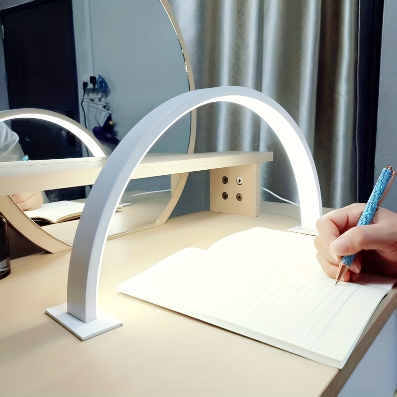Metalen Bureaulamp LED Halve Maan USB Dimbaar Wit Zwart Roze Tafelverlichting Bureau Slaapkamer Kantoor | Sulvida