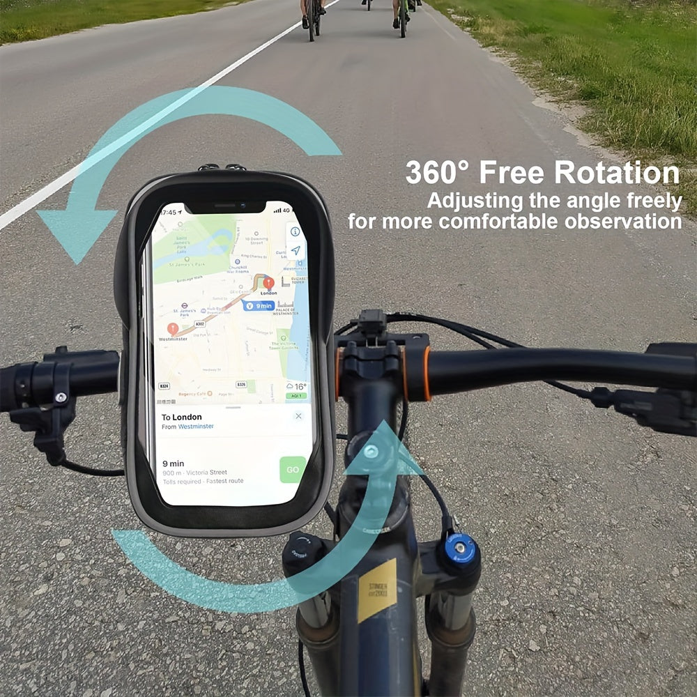 Waterdichte Telefoonhouder voor Fiets en Motor met 360° Draaibare Montage en Transparante Beschermhoes voor Smartphones | Sulvida