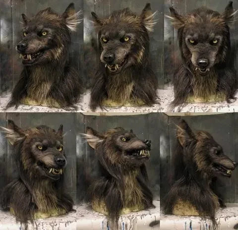 Masque de loup-garou réaliste en silicone avec fausse fourrure pour Halloween, déguisement d’horreur | Sulvida