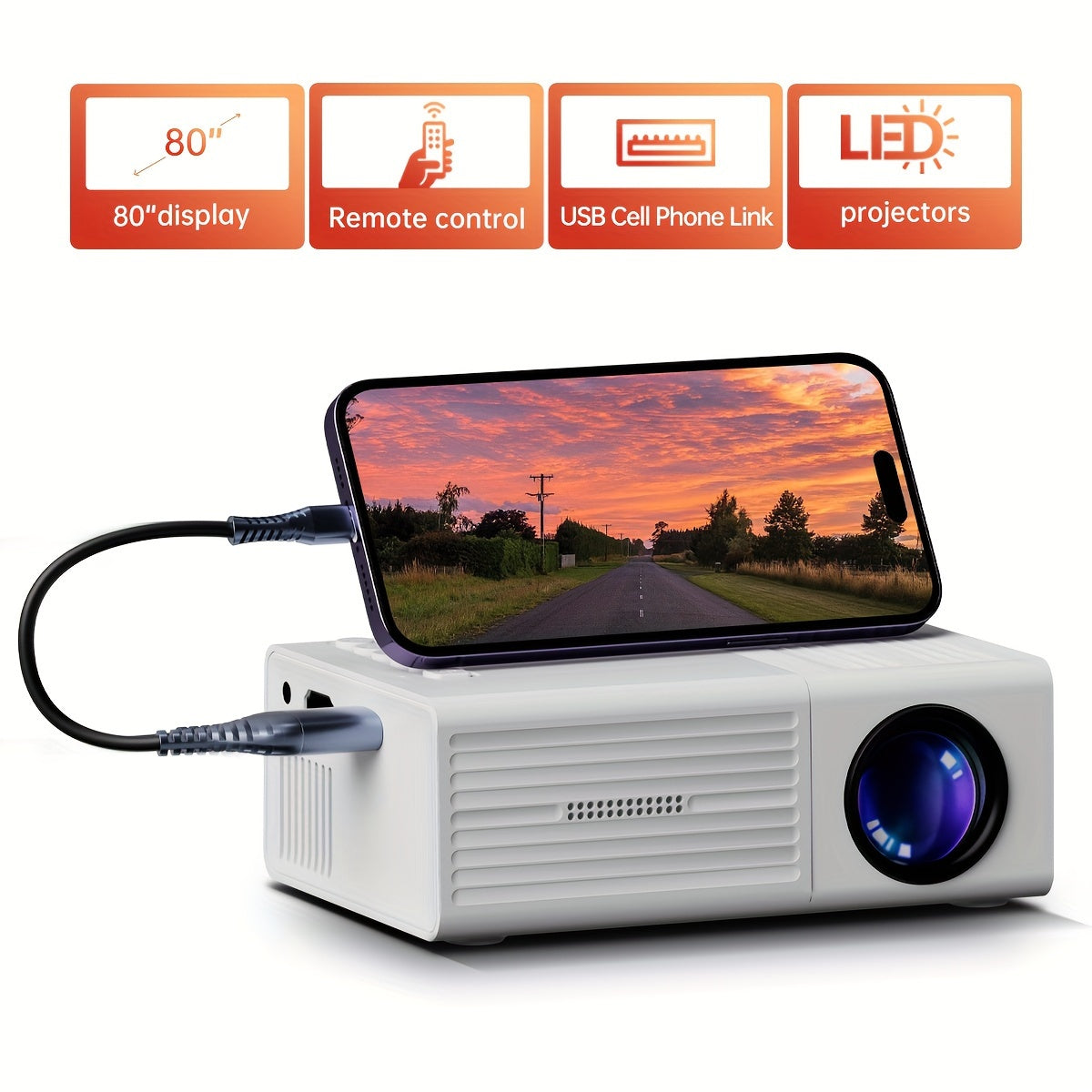 Compacte Mini Beamer 3000 Lumen Draagbare Projector HDTV USB Thuisbioscoop Outdoor Film Projectie Systeem | Sulvida