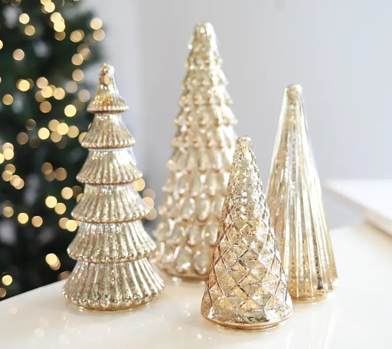Set van 5 Glazen Kerstbomen met LED-verlichting en Timer – Feestelijke Decoratie Winterseizoen Woonkamer | Sulvida