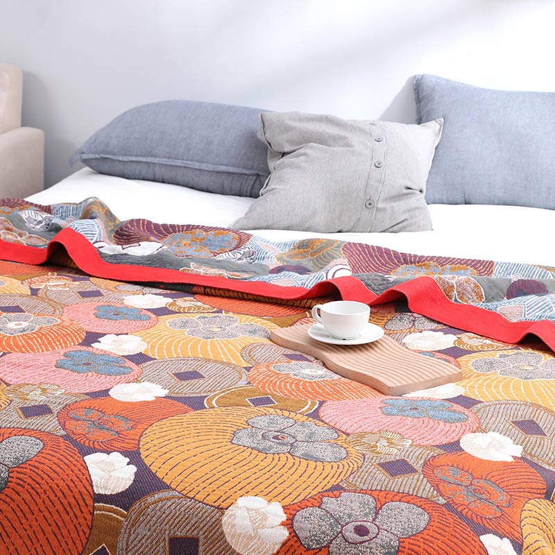 Gestreept Katoenen Gazen Quilt Dekbed Dubbelzijdig Omkeerbaar Zomerdeken of Laken voor Bed Ademend Lichtgewicht Tweepersoons Kingsize | Sulvida