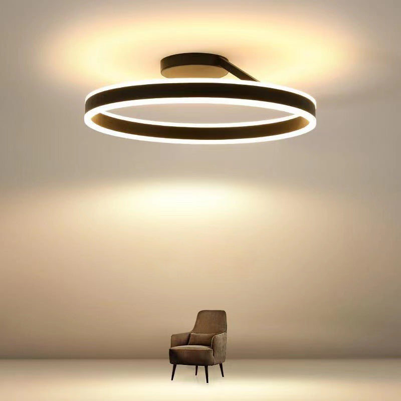 Minimalistische Plafondlamp LED Ronde Ringen Dimbaar Metaal Acryl Zwart Wit voor Slaapkamer Gang Eetkamer | Sulvida