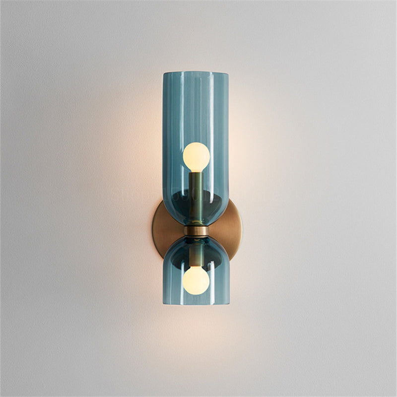Glazen Wandlamp Metaal Modern Slaapkamer Woonkamer E12 Fitting Blauw Grijs Wit Sfeervolle Interieurverlichting | Sulvida