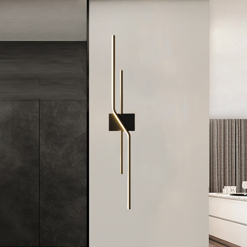 Lineaire LED Wandlamp Metaal & Acryl Zwart Wit voor Slaapkamer Badkamer Woonkamer Minimalistische Wandverlichting | Sulvida