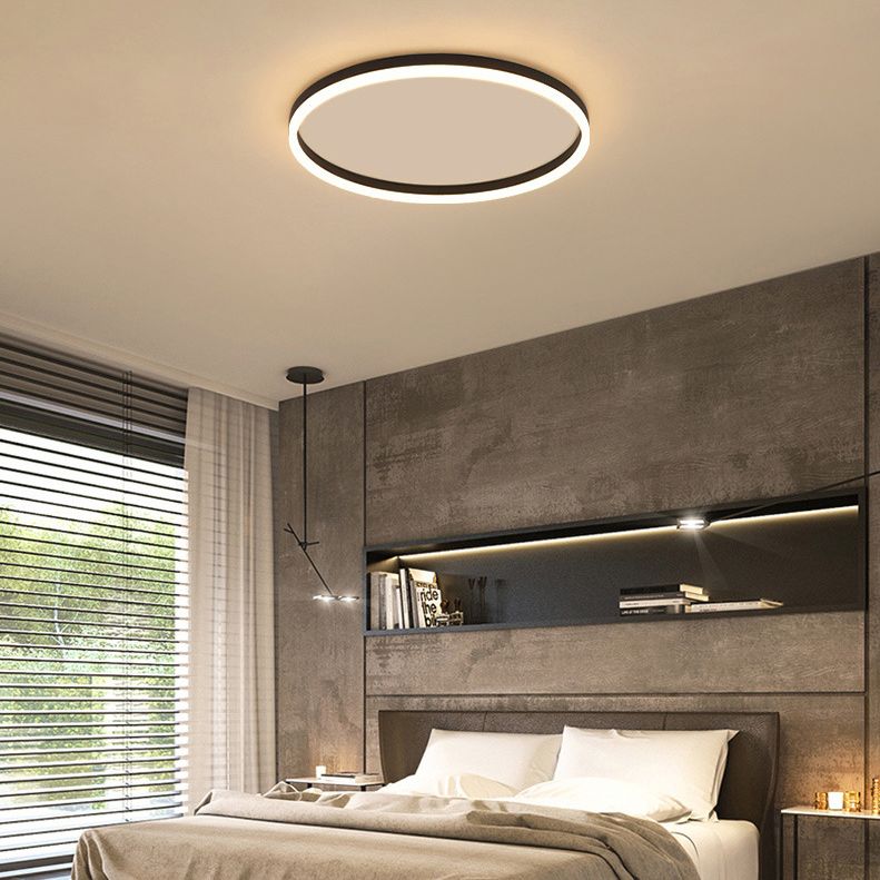 Ronde LED Plafondlamp Zwart Metaal Modern Design Woonkamer Slaapkamer Dimbaar Ring Sfeerlicht Plafondverlichting | Sulvida