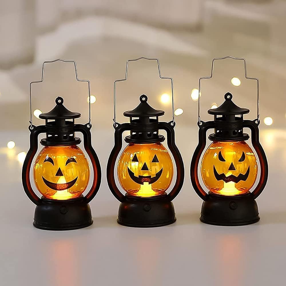 LED Pompoenlantaarns met Spookgezichten Halloween Decoratieve Verlichting Veilig op Batterij Sfeervol Sfeer | Sulvida
