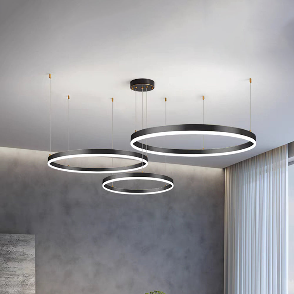 Hanglamp Metalen Ringen Zwart Goud Koffie LED Modern Dimbaar Eettafel Woonkamer Slaapkamer Verstelbaar | Sulvida