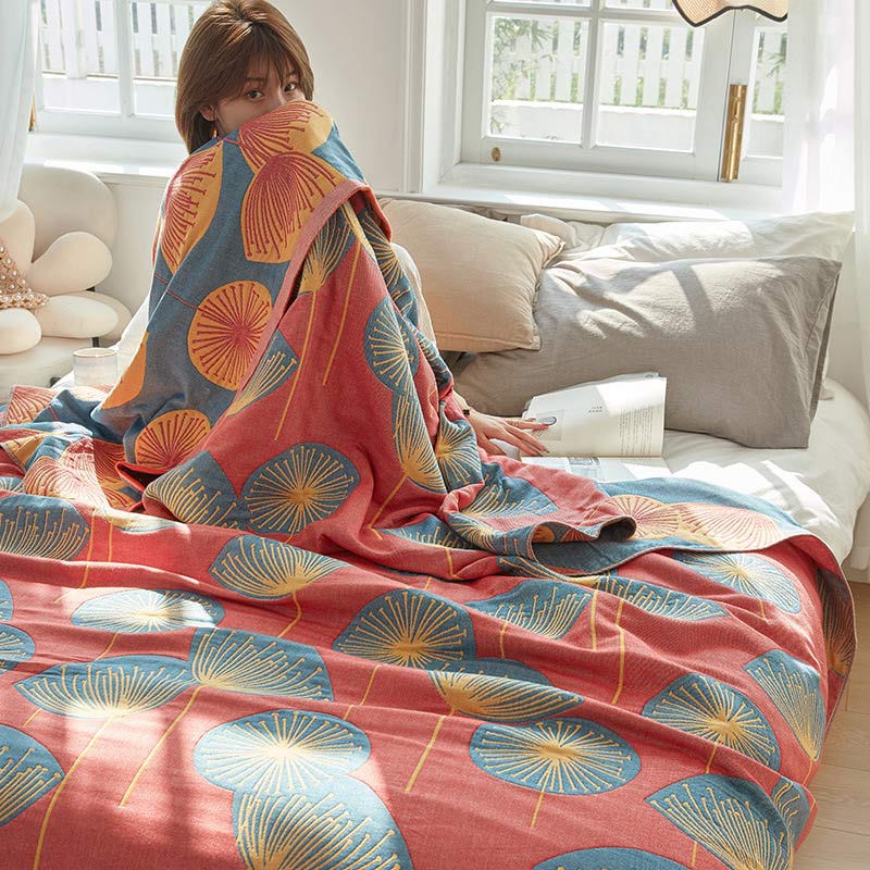 Omkeerbare Quilt met Paardenbloemenprint – 100% Biologisch Geweven Katoen – Zachte Katoenen Sprei voor Kingsize Bed – Veelzijdig Bedtextiel voor Alle Seizoenen | Sulvida