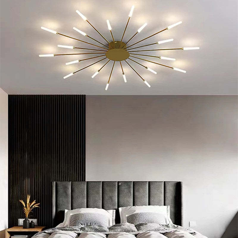 Plafondlamp vuurwerk-design zwart goud LED metaal acryl flush mount woonkamer slaapkamer modern luxe | Sulvida