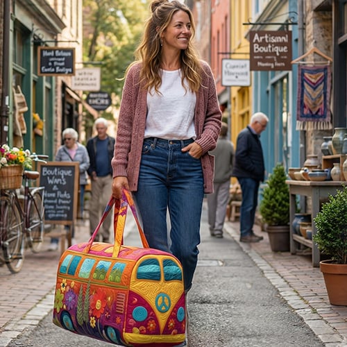 Sac de voyage matelassé à imprimé floral, 45.5 x 22.5 x 22.5 cm - Voyagez avec élégance grâce à sa forme robuste et à sa grande capacité | Sulvida